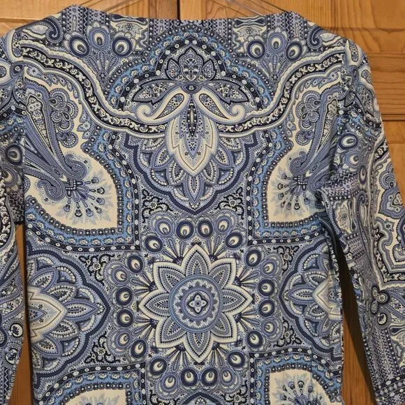 J. McLAUGHLIN Dress XS Marianne‎ Blue Paisley Catalina Cloth Wrinkle Resistant - Picture 14 of 16